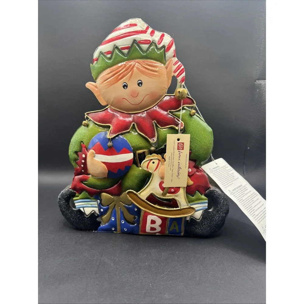 Home Interiors Vintage Christmas Elf Metal Tealight Candle Holder Luminary New